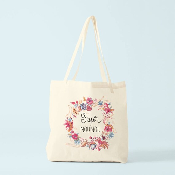 Tote bag, Custom tote, gift for nanny, Super nounou, great nanny.