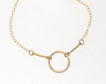 Karma Necklace As Seen On Amanda Crew, Circle With Bars, Simple And Modern - Also Available in Sterling Silver