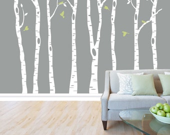 birch decal tree wall forest trees deer vinyl removable sticker