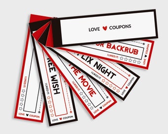 Love Coupon Book, Valentine Gift for Him, 14 Printable Coupons for Boyfriend, Printable love vouchers, Gift Vouchers