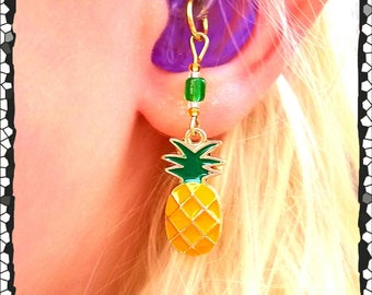 Hearing Aid Charms: Yummy Pineapples with Czech Glass Accent Beads!