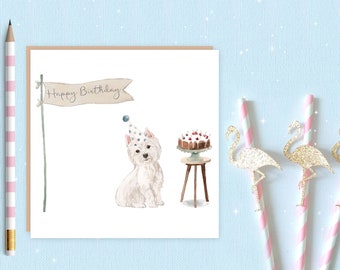 West Highland Terrier Birthday Card - dog card - westie card - birthday card - west highland terrier - westie - ideal gift for dog lovers