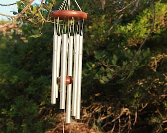 Wind chime, Metal windchimes, Chakra wind chimes, Spiritual gift, Garden decoration, Silver Wind Chimes, Best dad gift, Outdoor Decoration