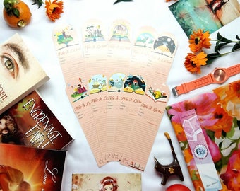 Set of 10 sheets of reading bookmark: books open