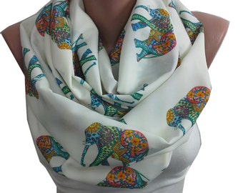Elephant Scarf Infinity Scarf Mothers Day Gift For Mom Animal Scarf Boho Scarf Bohemian Accessories Gift For Her Gift For Women Best Friend
