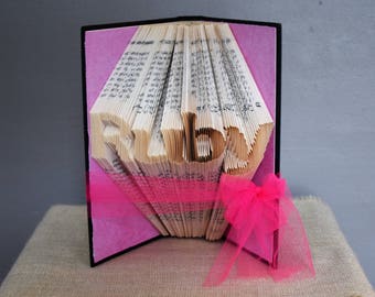 Baby Girl Gift, Baby Boy Gift, Custom Name, Folded Book Art