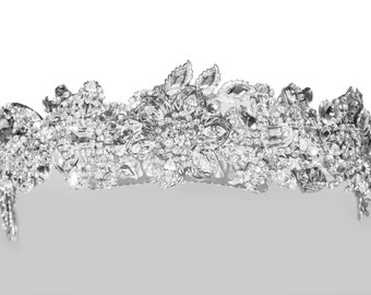 Bridal crown, swarovski crystal wedding crown, crystal wedding tiara, bridal tiara, corona, wedding crown, bridal headpiece, vintage,