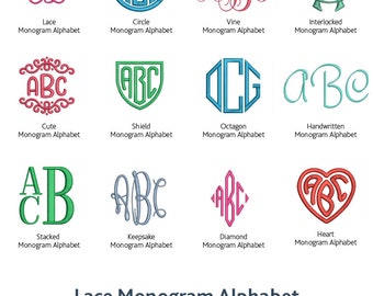 Monogram Embroidery Font Bundle Machine Embroidery Monogram Font Bundle Embroidery Design Bundle - PES format bundle.