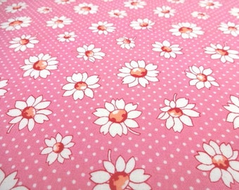 SALE Japanese Fabric LECIEN Flower Daisy Polka Dots Pink Fat Quarter