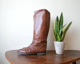 Leather Tall Boots Size Womens Vintage Brown Autumn Fall Boots