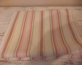 Pink and green striped decorator fabric material 2 yards x 44 inches