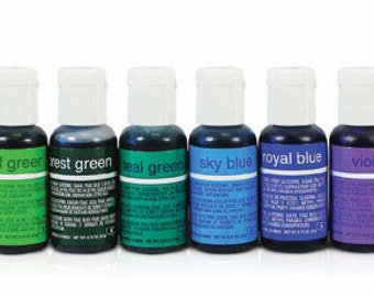 Chefmaster liqua-gel food coloring dye, Made in USA for decorating cookies, cakes, desserts You Choose Color