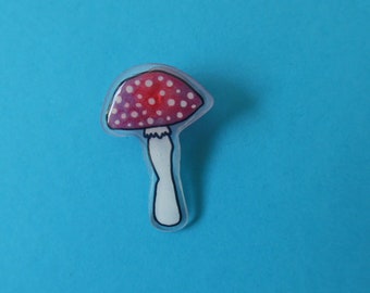 Toadstool pin, badge, fly agaric, red and white spots