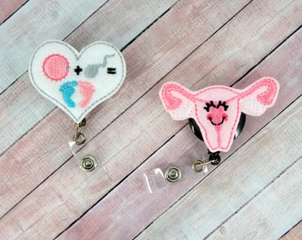 Fertility Badge Reel - OBGYN- Labor and Delivery- Feltie Badge Reel- Retractable ID Badge Holder - Badge Pull