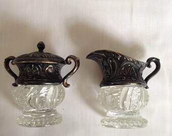 Crystal and Silver Plate Salt and Pepper