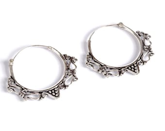 Mandala Sterling Silver Hoop Earrings Tribal Earrings Jewellery Free UK Delivery Gift Boxed