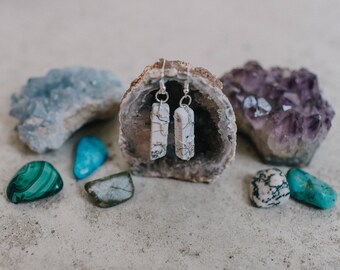 White Magnesite Wire Wrapped Earrings