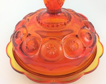 LE Smith Amberina Moon & Stars Covered Cheese Dish, Candy Dish