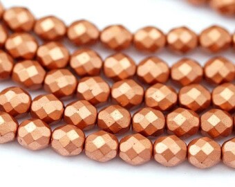 10 Czech glass beads 8 mm/Matt Metallic copper
