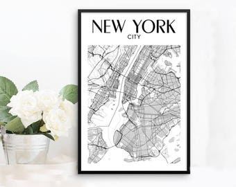 New York Map, Framed Poster, New York City Print, New York Print, New York Frame, NYC Maps, New York Wall Art, Framed Map of New York Decor