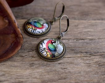 Parrot earrings, Bird earrings Parrot jewelry, Tropical earrings Animal earrings, Macaw earrings, Colorful earrings,Parrot lover gift TJ 071
