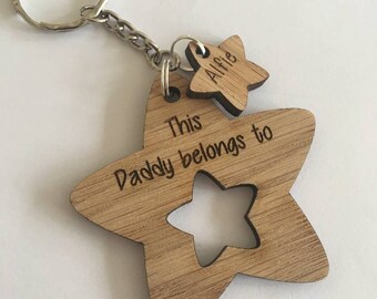 Fathers day, Daddy keyring, grandad gift, grampy, daddy present, personalised keyring, children keyring, personalised key chain, daddy birth