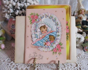 Vintage Retro Mid Century Greeting Card-Baby-Unused-Children's