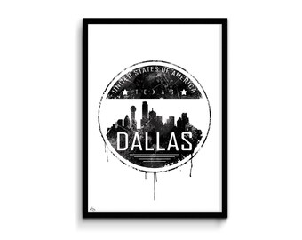 Dallas way buffer, Dallas, USA illustration, wall decor poster, birthday gift idea