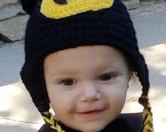 Batman crochet hat beanie with earflaps