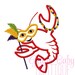 Mardi Gras Crawfish Machine Embroidery Applique Design