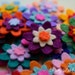 Mini Triple Layered Felt Flowers, Pack of Multi Coloured Small Flowers, Die Cut Floral Craft Embellishments