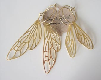 Inspirational,Dragonfly Wing Earrings,Fairytale Gift,Butterfly earrings,Butterfly Wing Earrings,Brass,Girlfriend gift,Modern,Nature inspired