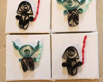 Quilled Yoda and Darth Vader Magnets