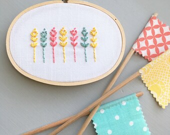 Modern Embroidery Floral Hoop Art, Hand Stitched Flowers, Little Girl Room Decor, Wildflowers, Birthday Gift, Needlework
