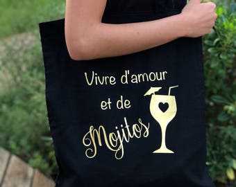 Tote bag "Live love and Mojitos" for Mojitos lovers