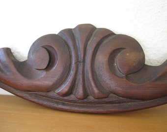 Vintage Hand Carved Wood Furniture Piece Architectural Salvage Pediment Millwork Arch