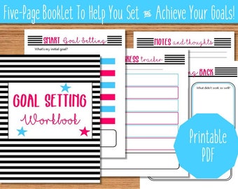 Bold Goal Setting Workbook Printable - Goal Tracking Pages - Printable Goal Pages - SMART Goal Setting Pages - Achieve Your Goals