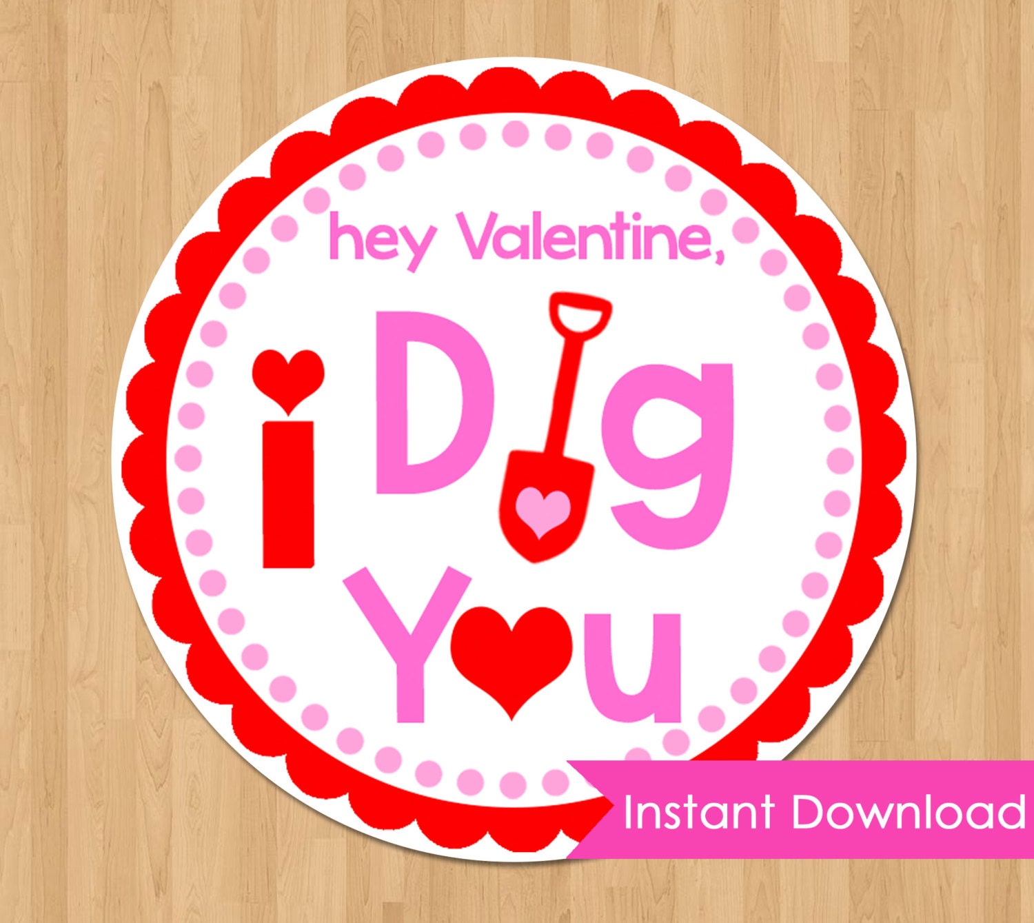 I Dig You Tags INSTANT DOWNLOAD Printable Valentine Tags