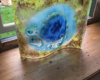 Freestanding Fused Glass Rockpool Panel