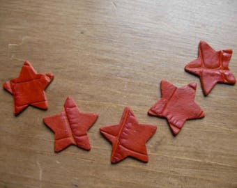 set of 5 stars croco leather rust