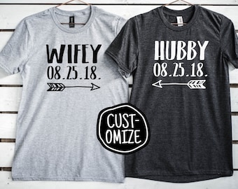 Wifey shirt hubby shirt husband and wife honeymoon shirts wedding hubby wifey wifey hubby couple wedding gift bride and groom gift wedding