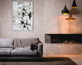 Modern Fine Art Drawing, Large Black and White Art, Abstract Modern Wall Art, 40x28 inches Abstract Contemporary Drawing, Original,