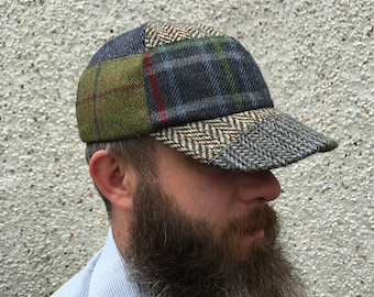 BASEBALL PATCHCAP - FREE Worldwide Shipping - handcrafted patchwork - Irish tweed - 100% wool - ready for shipping - Handmade in Ireland