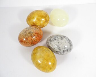 Set of 5 Vintage Alabaster Eggs - Five Alabaster Marble Easter Eggs