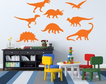 Dinosaurs Wall Decal - Boys Room Wall Decal - Kids Wall Decal - Dinosaur Theme Set