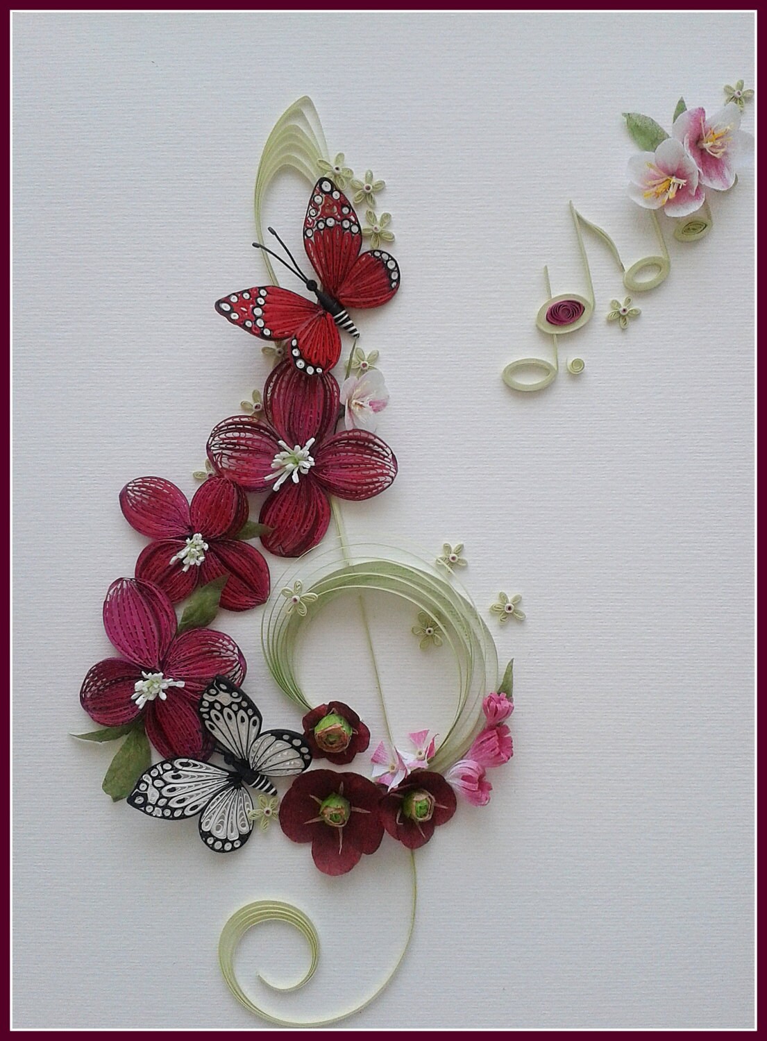 Clé de sol décor Floral décor art Floral fleurs en papier