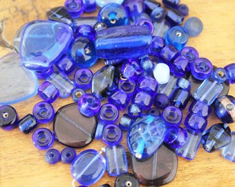 Mix assortment of blue glass beads