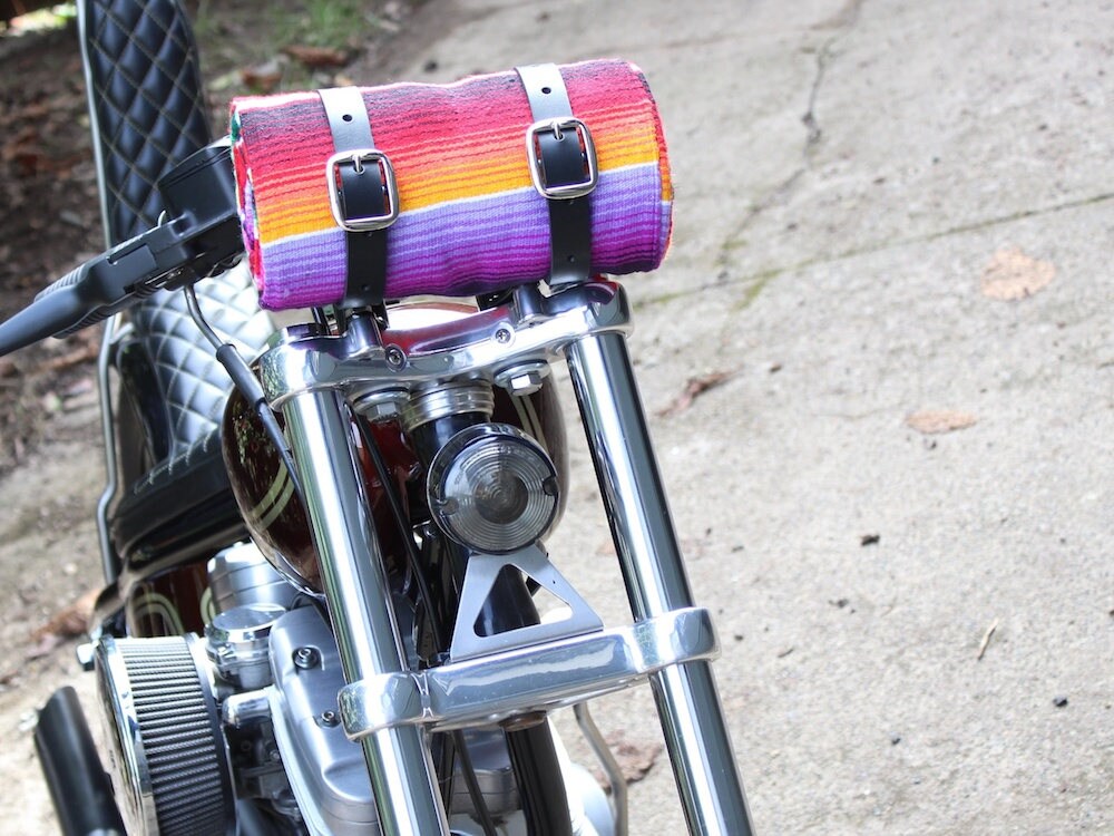 Leather Blanket Roll / Motorcycle Accessories / Hiking Gear