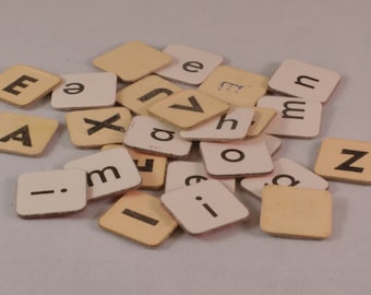 25 Vintage cardboard Scrabble tiles