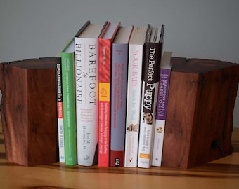 Stringy Bark wood bookends handmade from reclaimed timber for books, CDs, DVDs etc
